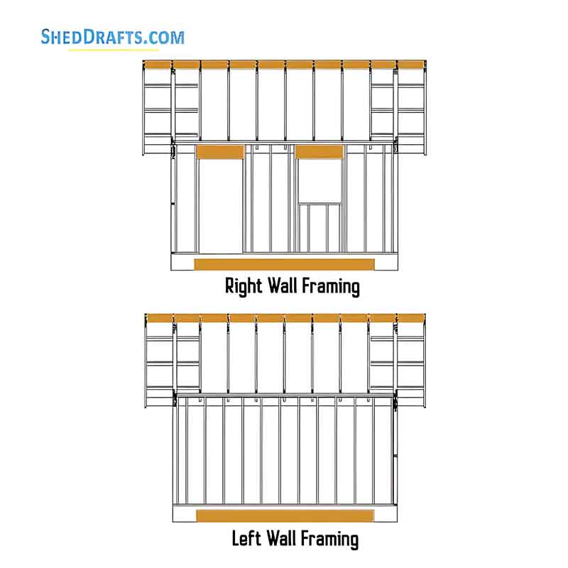 16x16 Gable Storage Shed Plans Blueprints 10 Left Right Wall Framing