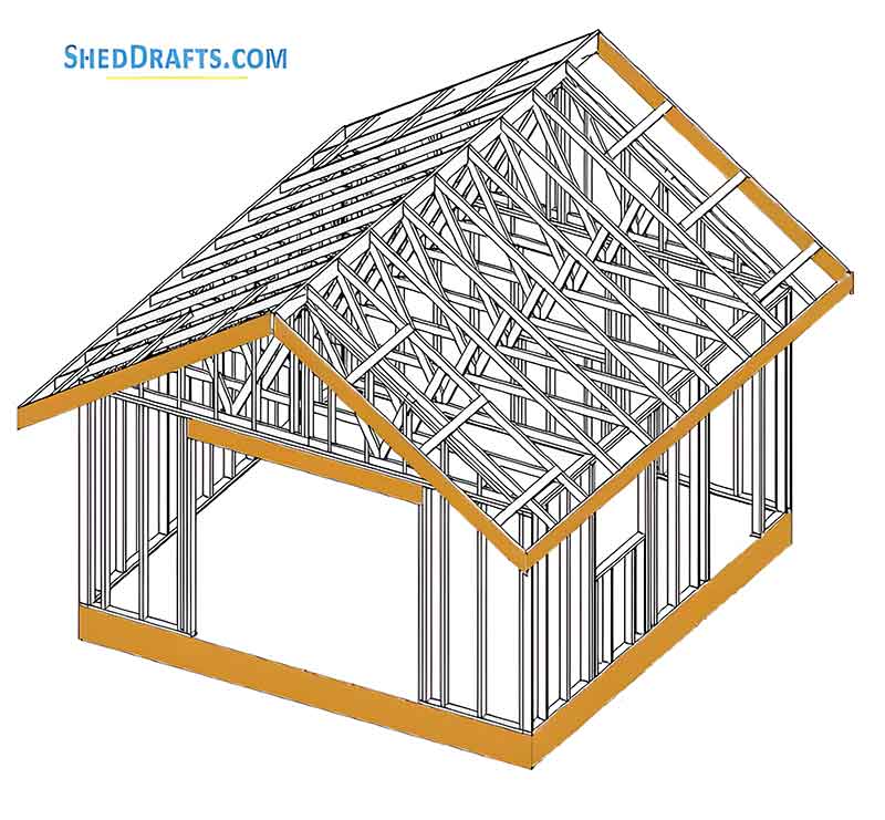 16x16 Gable Storage Shed Plans Blueprints 12 Roof Layout Details