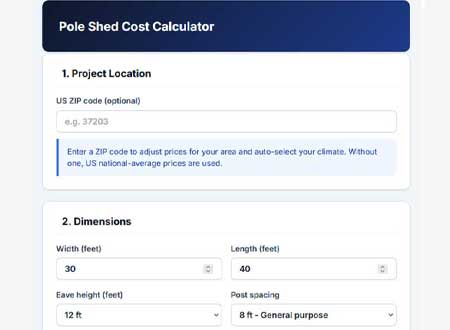 Pole Shed Cost Calculator